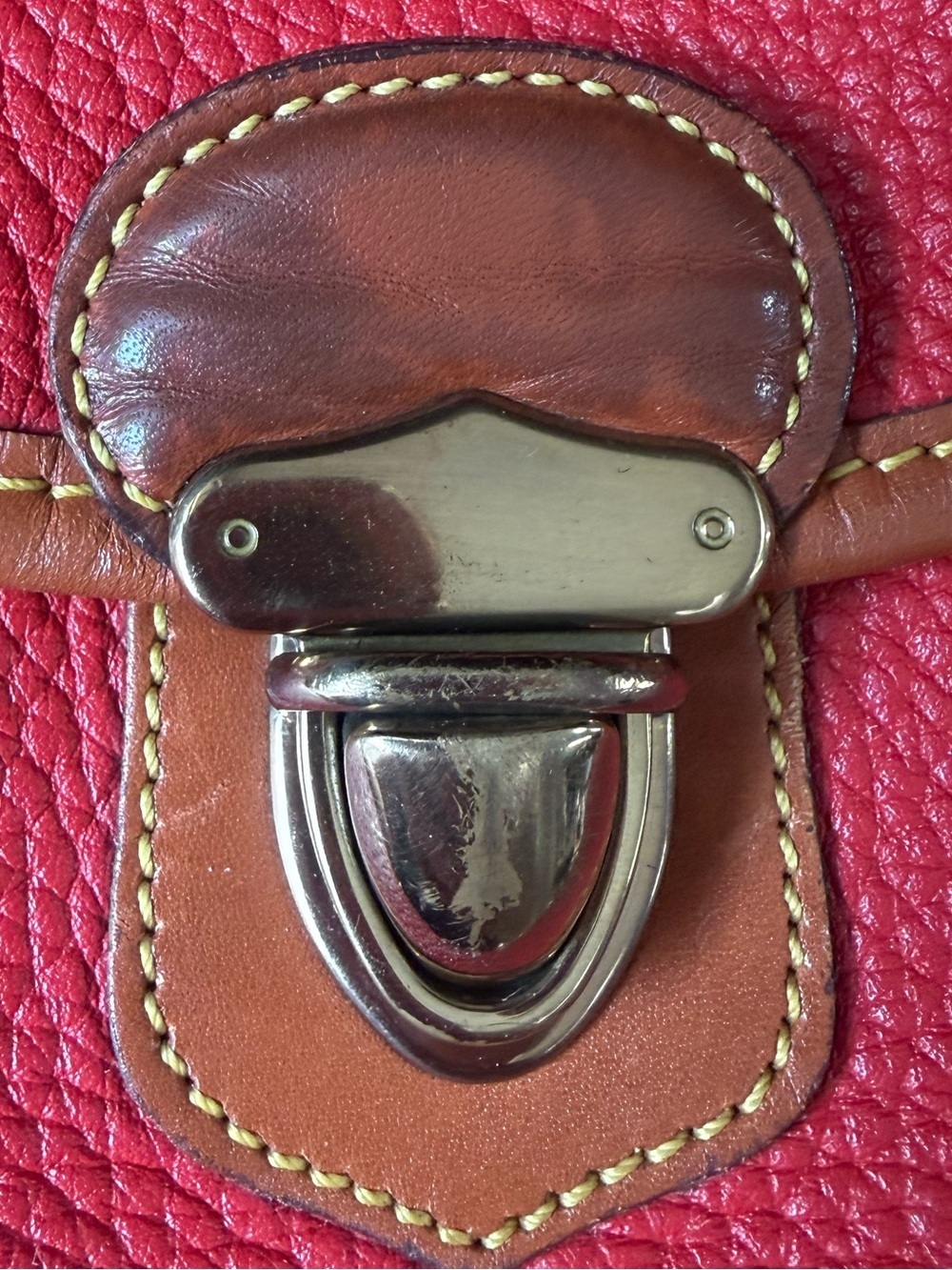 Vintage Dooney & Bourke Red AWL Mini Crossbody Bag British Tan USA - Picture 9 of 9